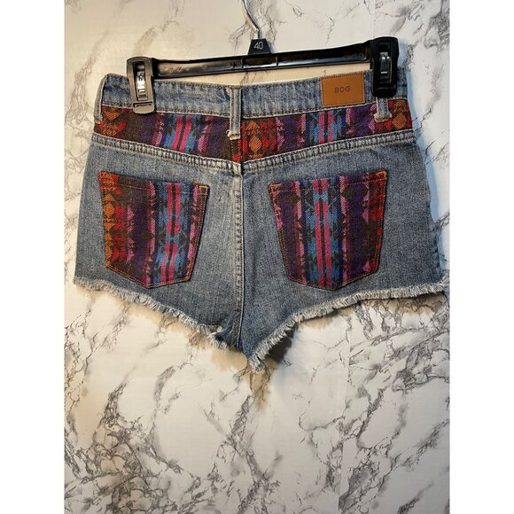 BDG High Rise Dree Cheeky size 26 Denim Shorts With Aztec Pattern Pockets - Picture 3 of 7